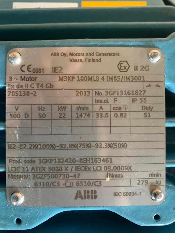 ABB Totally enclosed flameproof Ex de motor with cast
iron frame M3KP